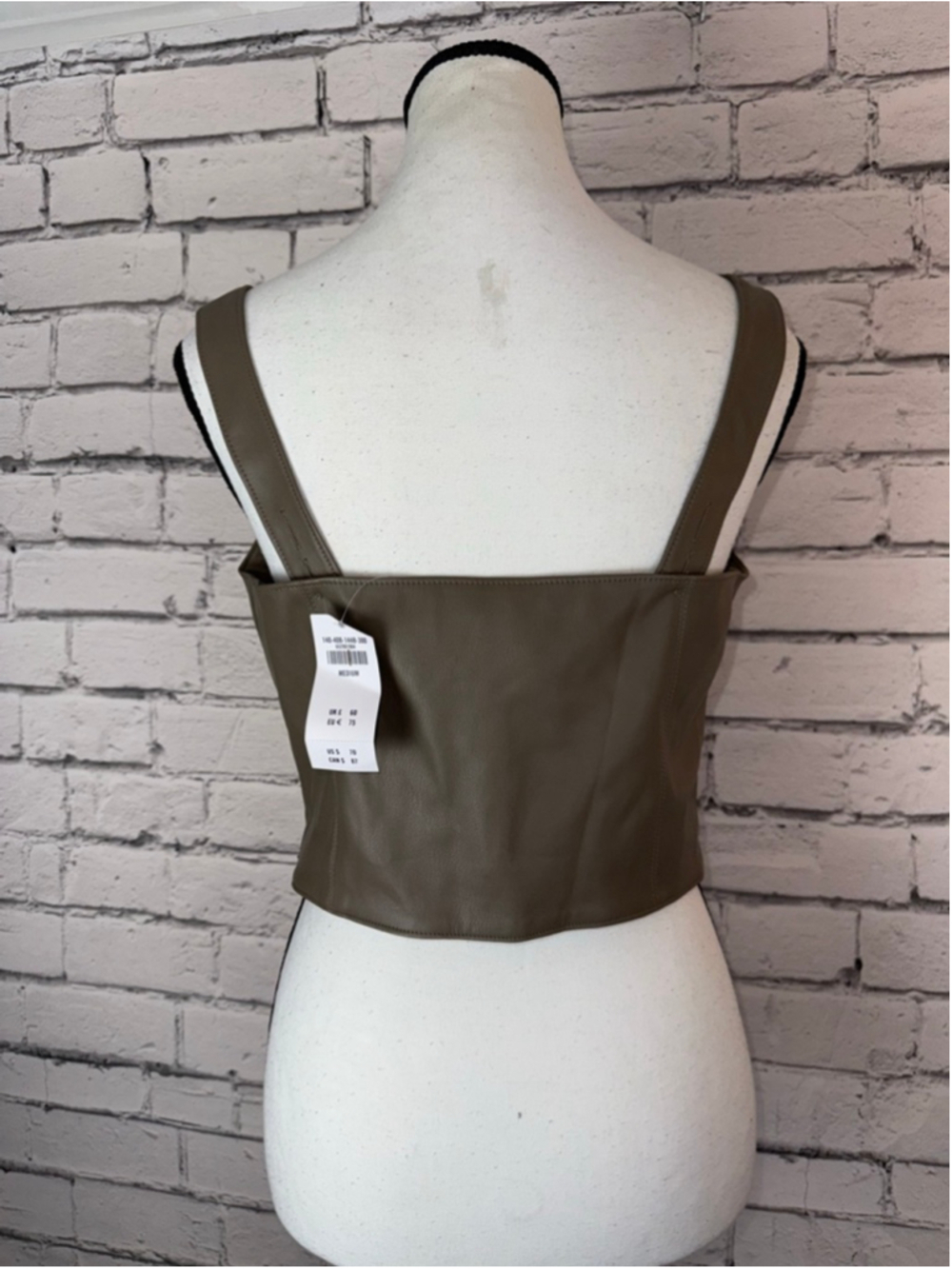 Women's Abercrombie & Fitch Corset Tank Top Faux Leather Taupe Tan size Medium - Picture 9 of 12